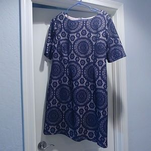 Beautiful Nude and Navy Blue Lace Dress